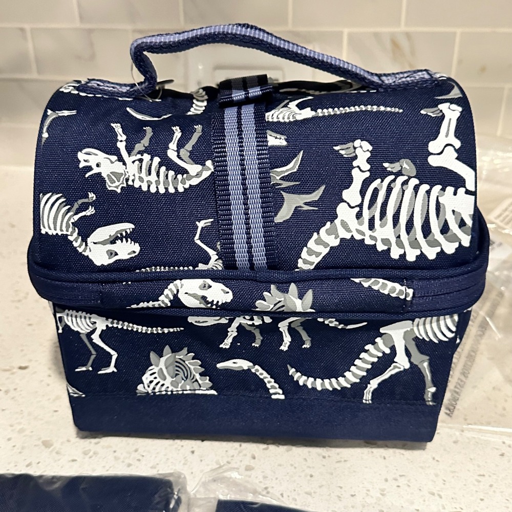 Pottery Barn Kids Mackenzie Retro Lunch Bag & Snack Bags Glow Dinosaur Skeletons